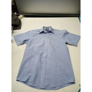 Statements Oxford Short Sleeve Dress Shirt Mens Size 15 1/2 Blue